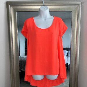 DECREE Bright Orange Flare Sheer Top Size M